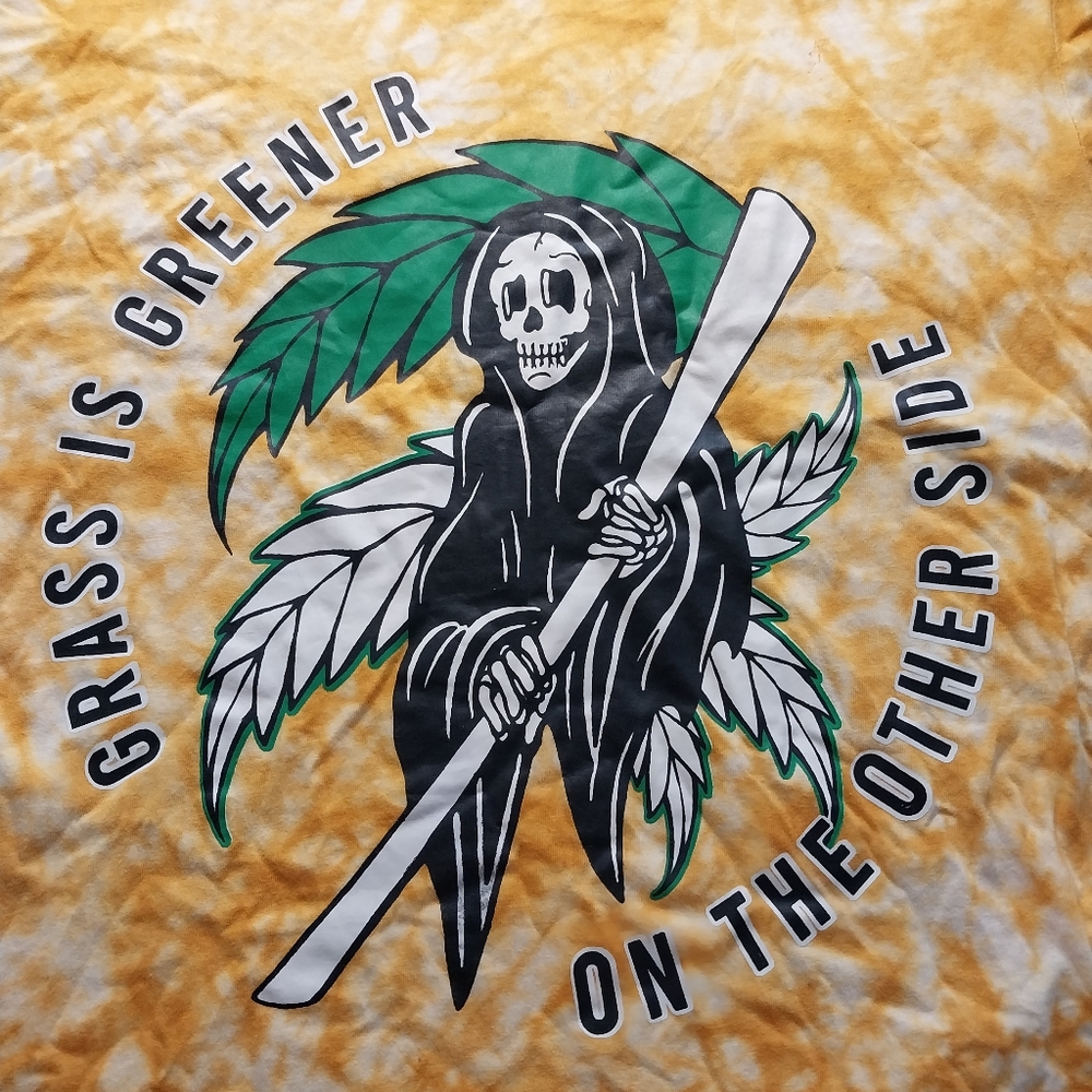 Small Eighty Eight Grim Reaper Tie Dye  Orange and White Tshirt
